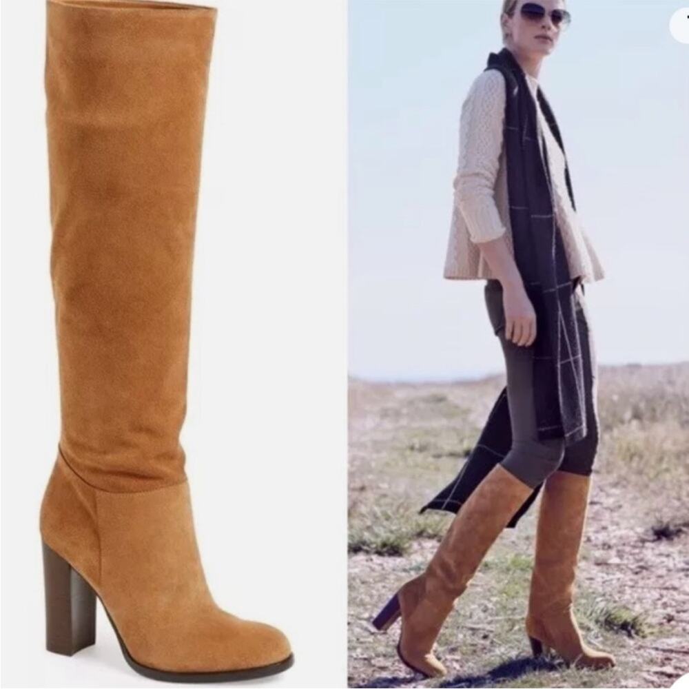 Sam Edelman Silas brown suede heeled boots neutral size 8